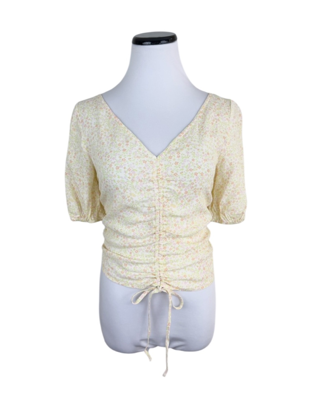 Sophie Rue Cinch Front Floral Blouse Top Size Small